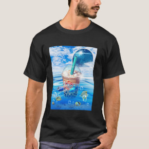 Frutiger Aero Aesthetic Tech Bubble Tea Boba Milkt T-Shirt