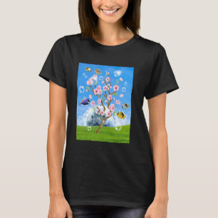 Frutiger Aero Aesthetic Tech Cherry Blossom Fishes T-Shirt