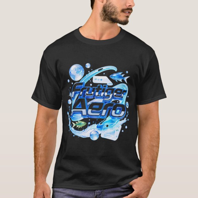 Frutiger Aero Blue Tech Y2K Design T-Shirt (Front)
