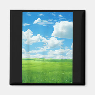 Frutiger Aero_ Field Clouds Sky is Blue Magnet