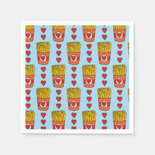 Fry Day I'm in Love Punny Cartoon French Fries S Napkin