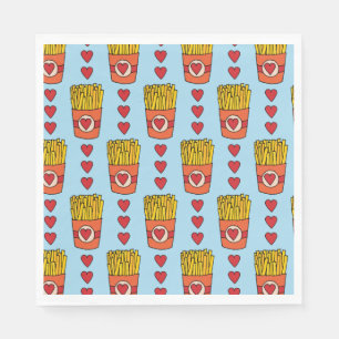 Fry Day I'm in Love Punny Cartoon French Fries S Napkin