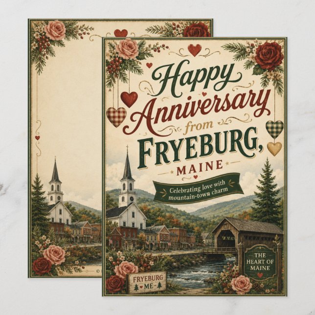 Fryeburg Maine Anniversary Greeting Card (Front/Back)