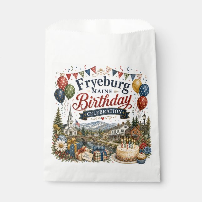 Fryeburg Maine Birthday Favour Bag (Front)