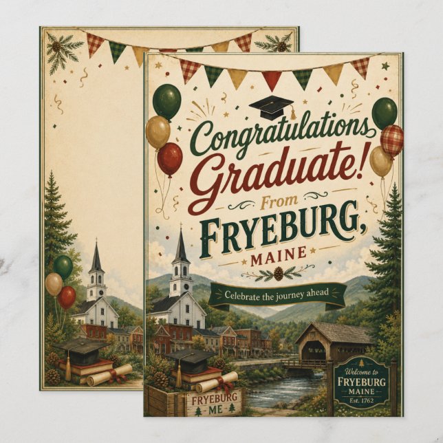 Fryeburg Maine Graduation Greeting Card (Front/Back)