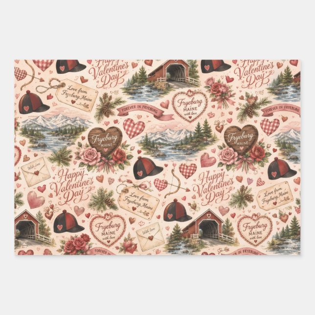 Fryeburg Maine Valentine's Day Wrapping Paper (Front)
