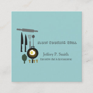 Frying Eggs Cooking Utensils Catering Chef Designs Square Business Card