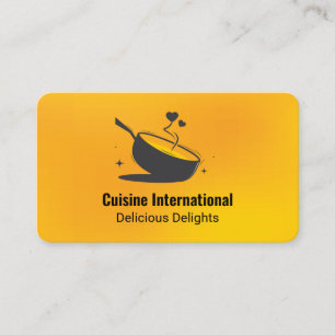 Frying Pan Illustration Culinary Restaurant Business Card