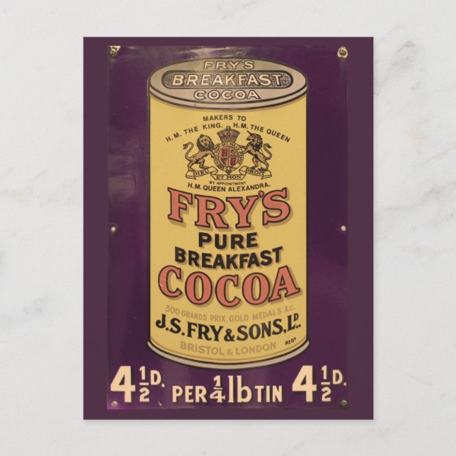 Fry's Cocoa Vintage Ad Postcard (Front)