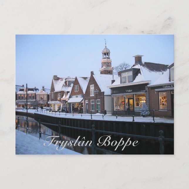 Fryslân Boppe Lemmer Canal Postcard (Front)
