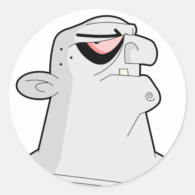 fs008-cartoon-zombie-head classic round sticker (Front)