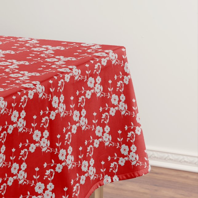 FS Style 1-Red-White-52x70 COTTON TABLECLOTH (In Situ)