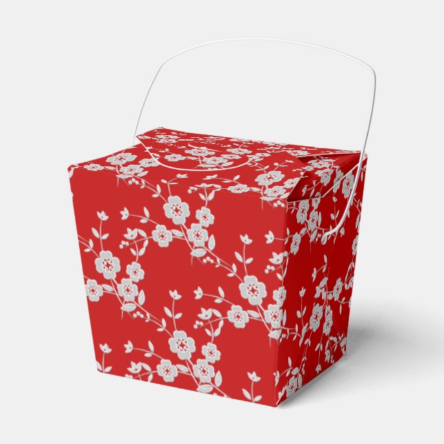 FS Style 1-Red-White-PARTY FAVOR BOXES, take out Favour Box (Front Side)