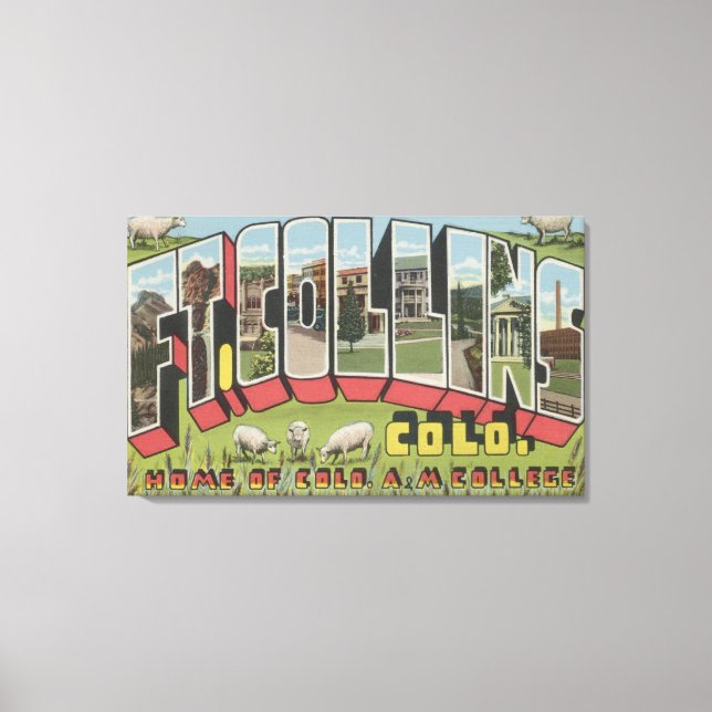 Ft. Collins, Colorado - Large Letter Scenes Canvas Print (Front)
