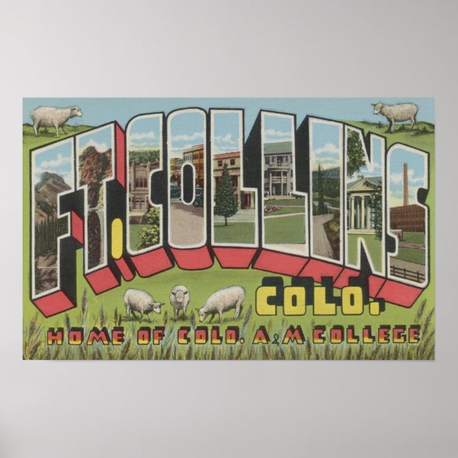 Ft. Collins, Colorado - Large Letter Scenes Poster (Front)