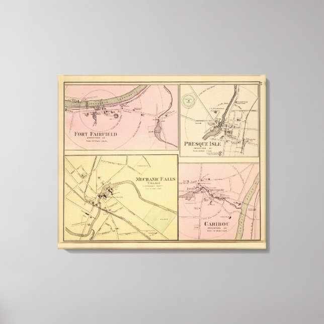Ft Fairfield, Presque Isle, Caribou Map Canvas Print (Front)