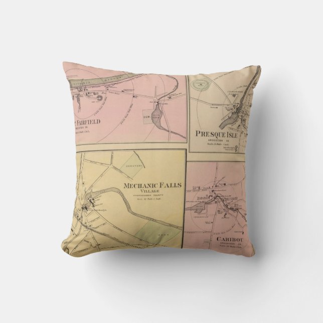Ft Fairfield, Presque Isle, Caribou Map Cushion (Front)