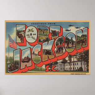 Ft. Jackson, South Carolina - Large Letter Scene Poster