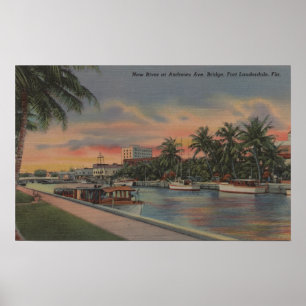 Ft. Lauderdale, FL - New River View & Andrews Poster