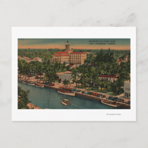 Ft. Lauderdale, FL - View of New River & Court Postcard