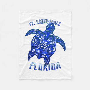 Ft Lauderdale Florida Vacation Tribal Turtle Fleece Blanket