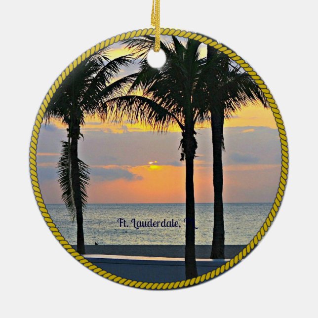 Ft. Lauderdale Sunrise Ceramic Tree Decoration (Back)