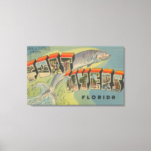 Ft. Myers, Florida - Large Letter Scenes Canvas Print