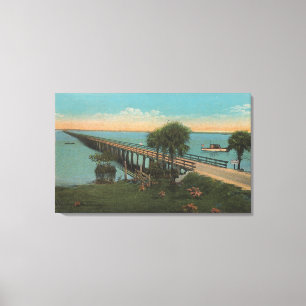 Ft. Myers, Florida - View of Tamiami Trail Bridg Canvas Print