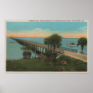 Ft. Myers, Florida - View of Tamiami Trail Bridg Poster