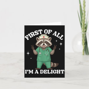 Ft of A Delight Funny Racoon Nurse Scrub Costume Card