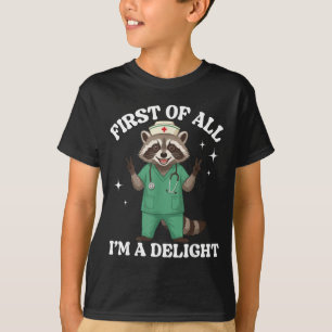 Ft of A Delight Funny Racoon Nurse Scrub Costume T-Shirt