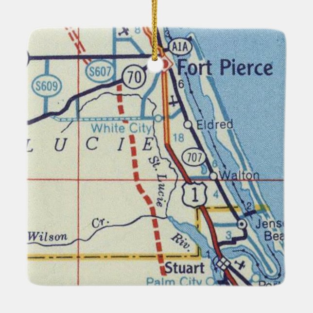 Ft. Pierce and Stuart Florida Ceramic Ornament (Back)