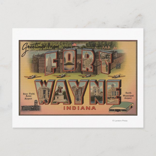 Ft. Wayne, Indiana - Large Letter Scenes 2 Postcard (Front)