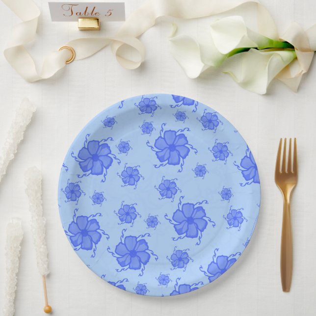 FTF Monochrome Paper Party Plates in Blue (Wedding)