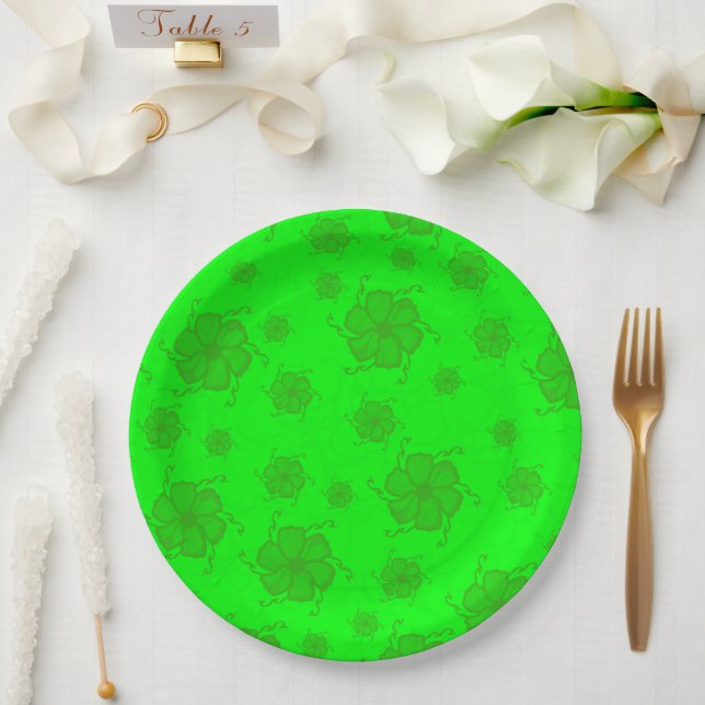 FTF Monochrome Paper Party Plates in Green (Wedding)