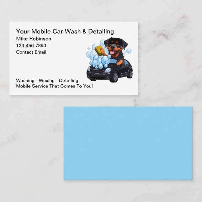 Fu Cute Car Detailing Wash Theme Business Card (Front/Back)
