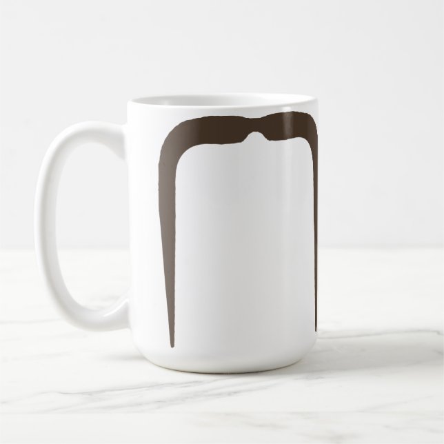 Fu Manchu Moustache in Brown Coffee Mug (Left)