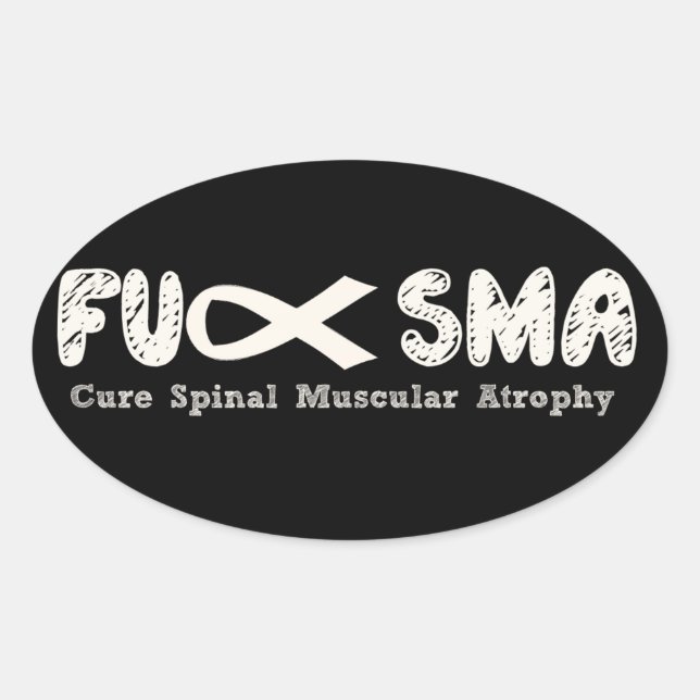 Fu SMA Awareness Ribbon Cream Oval Sticker (Front)