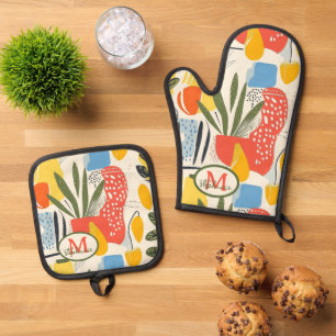 Fuavism Style Vibrant Colors Garden Pot Oven Mitt & Pot Holder Set