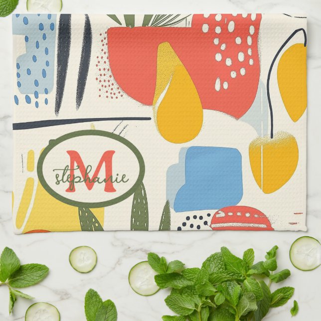 Fuavism Style Vibrant Colours Garden Pot Tea Towel (Folded)