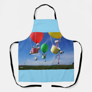 Fubbies in balloons that go on adventure. apron