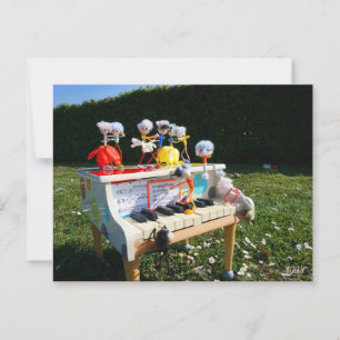 Fubbies on the piano making and dancing music. postcard