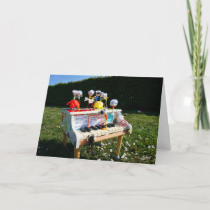 Fubbies on the piano making and dancing music. thank you card