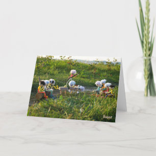 Fubby dolls carrying out magic trick. thank you card