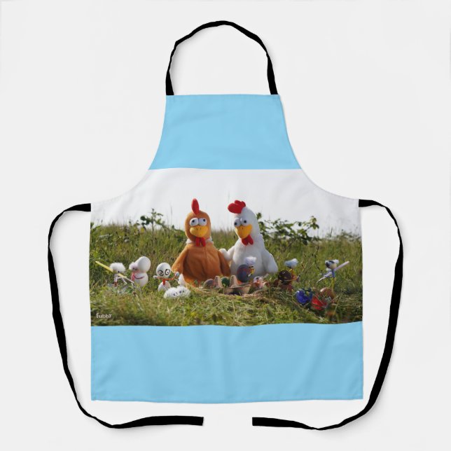 Fubby dyeing eggs from chickens, Early Pase Apron (Front)