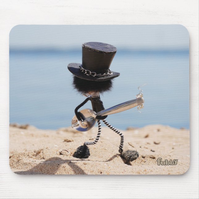 Fubby guitarist with Slash look alike hat. Mouse Pad (Front)