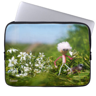 Fubby met Fluffy in a summer landscape. Laptop Sleeve
