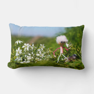 Fubby met Fluffy in a summer landscape. Lumbar Cushion