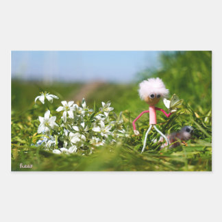 Fubby met Fluffy in a summer landscape. Rectangular Sticker