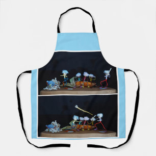 Fubby playing ball with corn/popcorn. apron